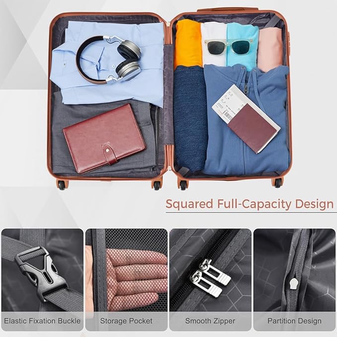 Luggage Sets, 3 Pcs Hardside Lightweight Suit case with Spinner Wheels & Lock