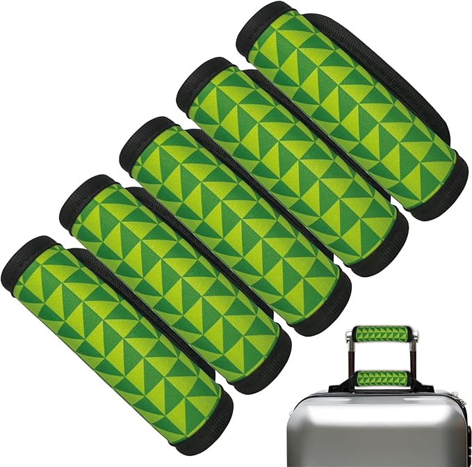 5 Pack Luggage Handle Wrap, Neoprene Suitcase Handle Cover, Bright Color Luggage Identifier for Easy Airport Pickup, Soft Grip Travel Accessories for Cruise Airplane, Green