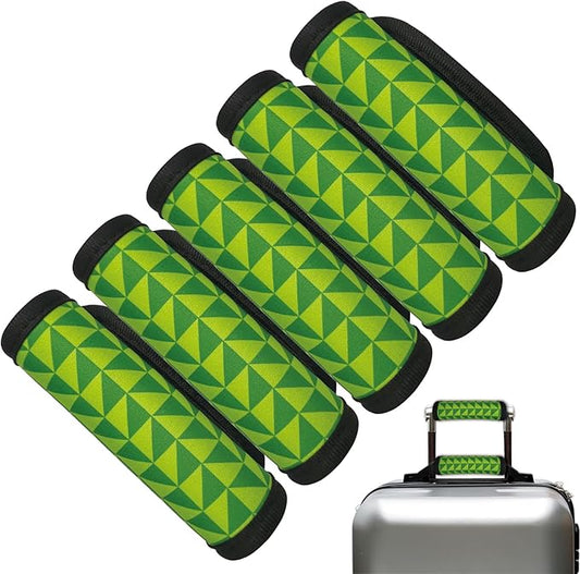 5 Pack Luggage Handle Wrap, Neoprene Suitcase Handle Cover, Bright Color Luggage Identifier for Easy Airport Pickup, Soft Grip Travel Accessories for Cruise Airplane, Green