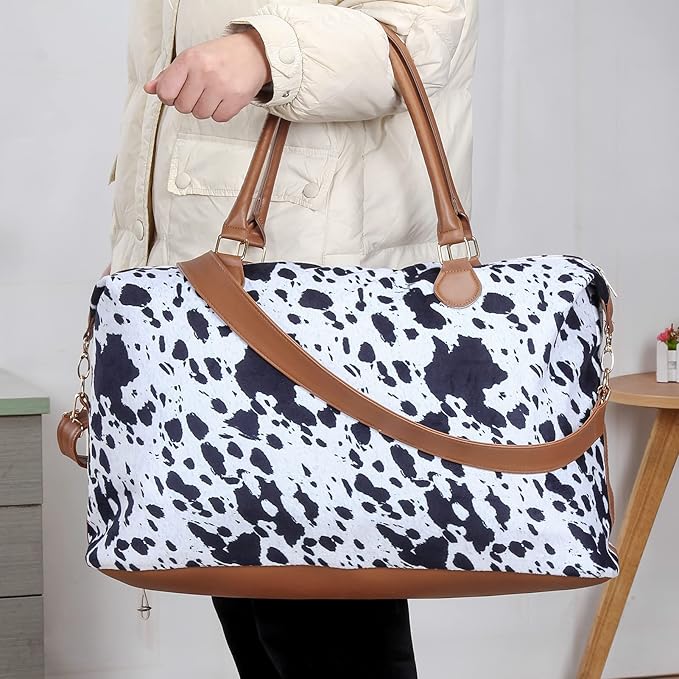 Weekender Bag Duffle Bag For Women Large Travel Tote Bag Overnight Weekend Bags With Shoulder Strap Cow Leopard Atzec…
