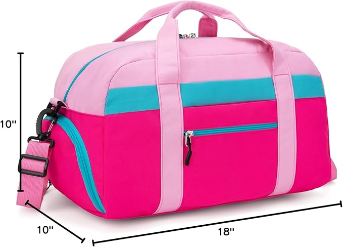 HawLander Kids Duffle Bag for Boys or Girls, Fit Sports Practice, or Overnight Travel Weekend (Pink)