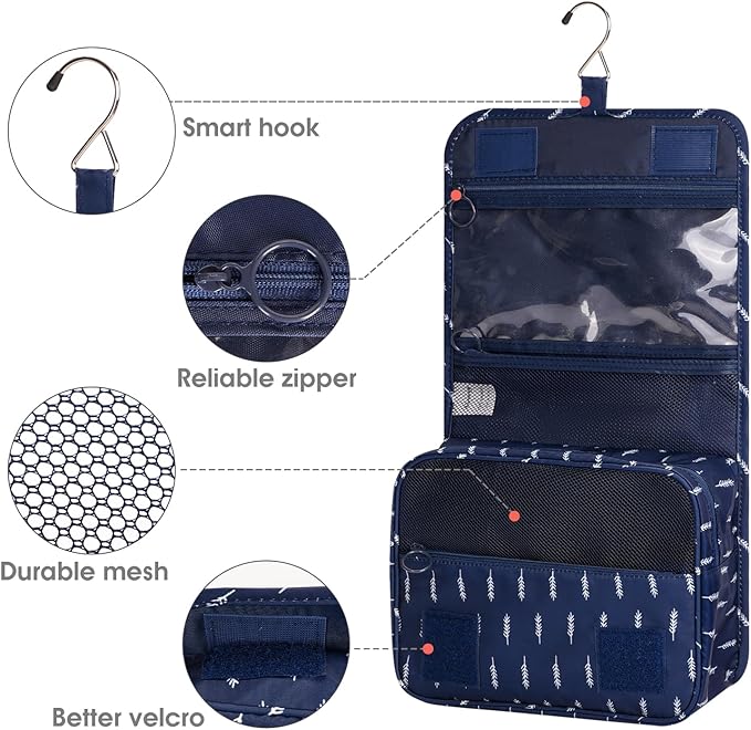 Narwey Small Hanging Travel Toiletry Bag for Women, Travel Bag for Toiletries, Makeup Bag Organizer Make Up Bags Cosmetic Bags for Girls