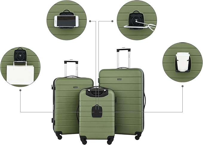 Wrangler Smart Spinner Hardside Luggage, 3 Piece Set, Olive Green