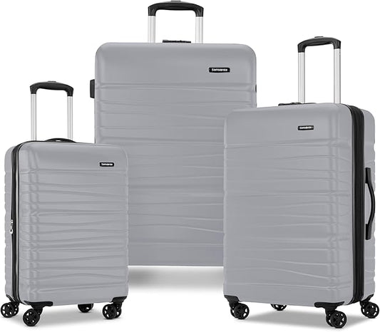 Samsonite Evolve SE Hardside Expandable Luggage with Double Spinner Wheels, Titanium, 3PC Set (CO/M/L)
