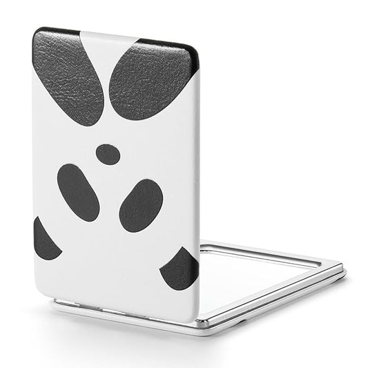 OMIRO 1X/3X Magnifying Mirror, Unique Painting Compact Mirror with Classical PU Leather, 2.4" W x 3.4" L (Panda)