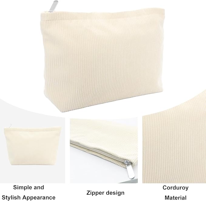 Makeup Bag Large Capacity Cosmetic Bag for Women Corduroy Travel Toiletry Bags Handbags Makeup Zipper Pouch Purse Organizer