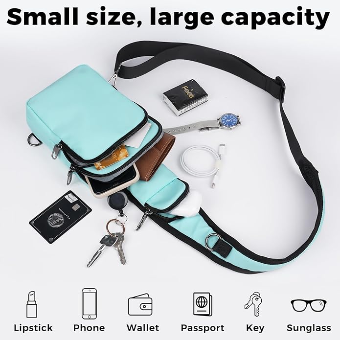 VADOO Sling Bag, Crossbody Bag with Zipper Lock, RFID Blocking & Water Resistant for Men and Women