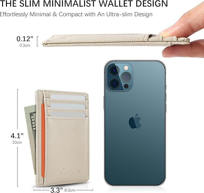 Travelambo Slim Wallet Front Pocket Minimalist Leather RFID Blocking Medium Size