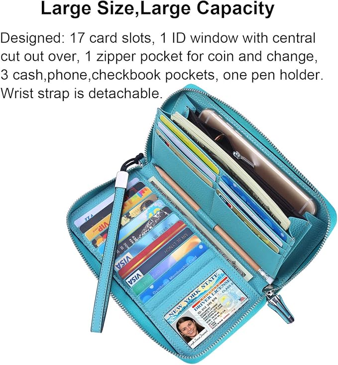 Lavemi Small Compact Women Wallet RFID Blocking Genuine Leather Bifold Purse with ID Windows