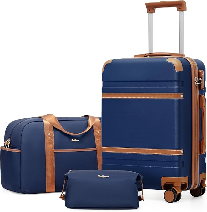 LONG VACATION Carry On Luggage Set 3 Piece, 20 Inch ABS+PC Hardshell Carry on Suitcase with Spinner Wheels TSA Lock & YKK Zipper