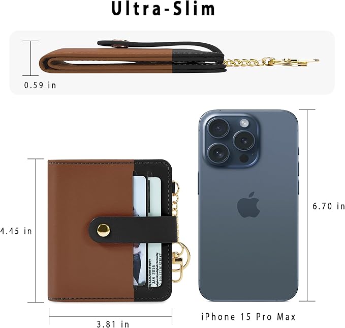 Airkit Small Wallets Woman RFID Blocking Leather Credit Card Holder - with ID Window - Card Wallets for Women - with Zipper Coin Purse - Keychain Wallet