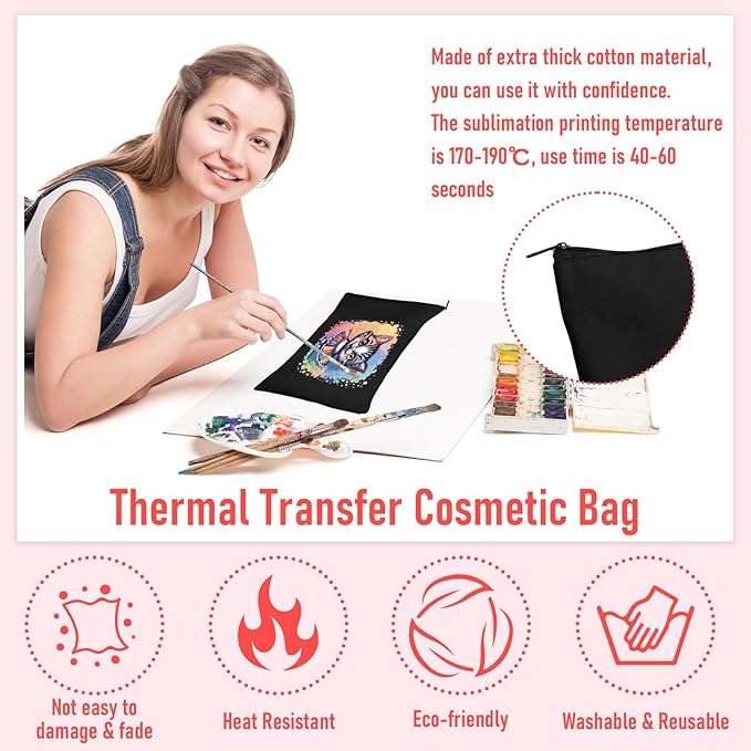 Legigo Blank Canvas Bag Zipper Pouch Makeup Bags Bulk - Multi-Purpose Canvas Pencil Pouch with Sturdy Zipper, Cosmetic Bag Travel Toiletry Bag for DIY Craft Projects, Storage (8.3 x 5 inches)