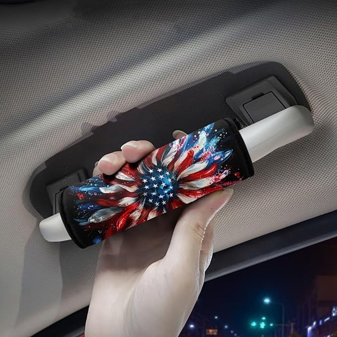 BIGCARJOB Sunflower Flags Luggage Handle Cover Set for Suitcase, 2 Pcs Universal Luggage ID Tags Door Handle Protection Sleeve Cover Identifier Travel Bag Wraps Travel Accessories