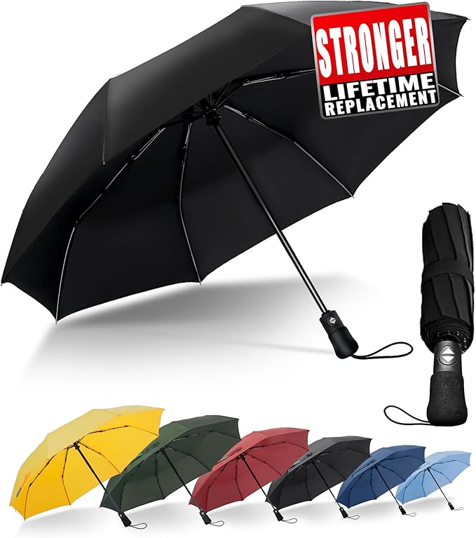 Travel Compact Umbrella Windproof - Portable Automatic for Rain, Folding Umbrella for Men and Women, Portable 210T Fabric