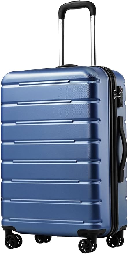 Coolife Luggage Suitcase Carry-on Spinner TSA Lock USB Port Expandable (only 28’’) Lightweight Hardside Luggage (Ice Blue, L(28in))