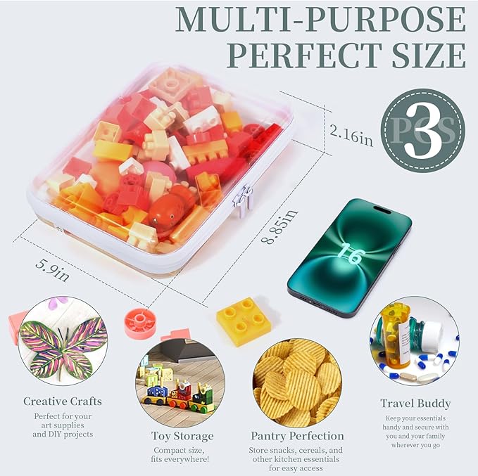 3 Pack Clear Hard Shell Zipper Case, Clear Zipper Pouches Waterproof Makeup Organizer & Travel Toiletry Bag, Plastic Pouch for Office, Home Storage, Medium Size
