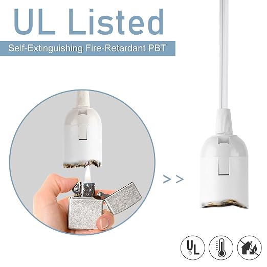 UL 15Ft Extension Hanging Lantern Cord Cable JACKYLED 4-Pack | 360W with E26 E27 Socket On/Off Button Pendant Lighting