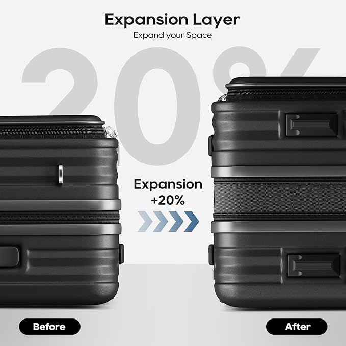 Joyway Expandable Large Luggage 29 Inch, PC Hardshell Extra-Large Suitcase with Double Spinner Wheels, Lightweight Travel Suitcase Set with TSA Lock, Black