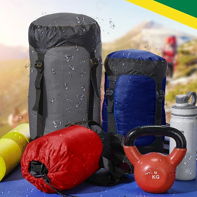 5 Pcs Compression Sacks for Backpacking 5L/10L/15L/20L/35L Camping Sleeping Bag Stuff Sack Water Resistant Sleeping Bag Storage Sack for Space Saving Hiking Gear
