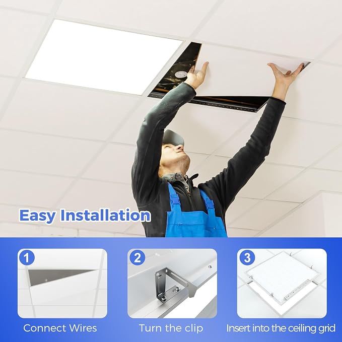 AIKVSXER 18 Pack 2x2 LED Flat Panel Light, Recessed Drop Ceiling Light Kitchen Lighting Fixtures,Bright 6500LM,0-10V Dimmable,Switchable 3000K/4000K/5000K/5700K/6500K, 30W/35W/40W/45W/50W