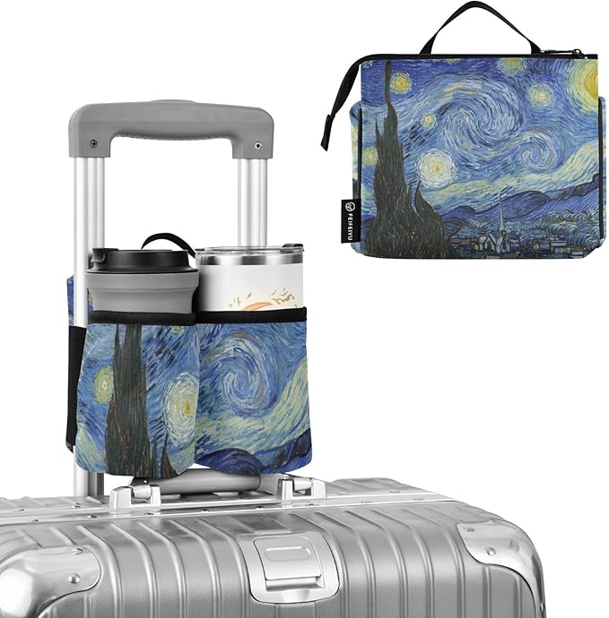 Luggage Cup Holder Travel Portable Free Hand Drink Carrier Suitcase Drinks Beverage Holder Carry-On Bottle Mug Holder Organizer Bag Travelers Accessories