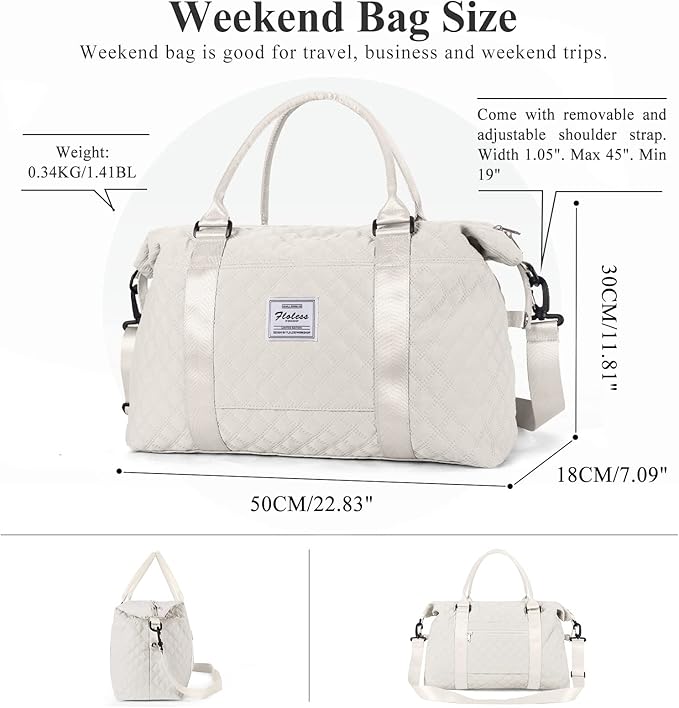 HYC00 Travel Duffel Bag,Carry-on Overnight Weekender Bags for Women,Sports Tote Gym Bag with Wet Pocket