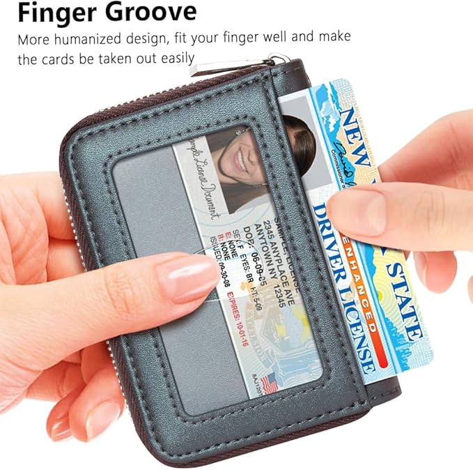 FurArt Zipper Wallet Women, RFID Blocking Credit Card Wallet, Business Card Holder, Compact Size KeyChain Wallet