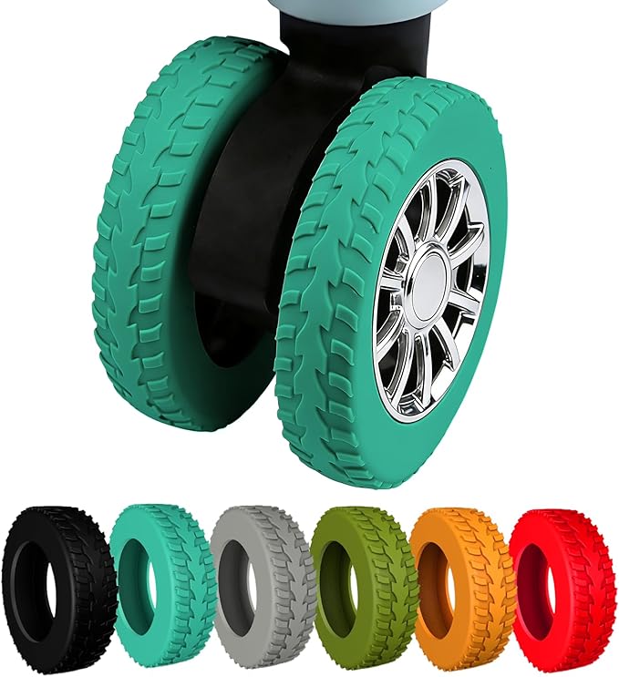 8 Pcs Luggage Wheel Covers,Silicone Protective Covers for 2-2.4" Suitcases Spinner Wheel,Upgraded Wear-Resistant, Silent, Shock Absorption Luggage Travel Accessories(Lake green)