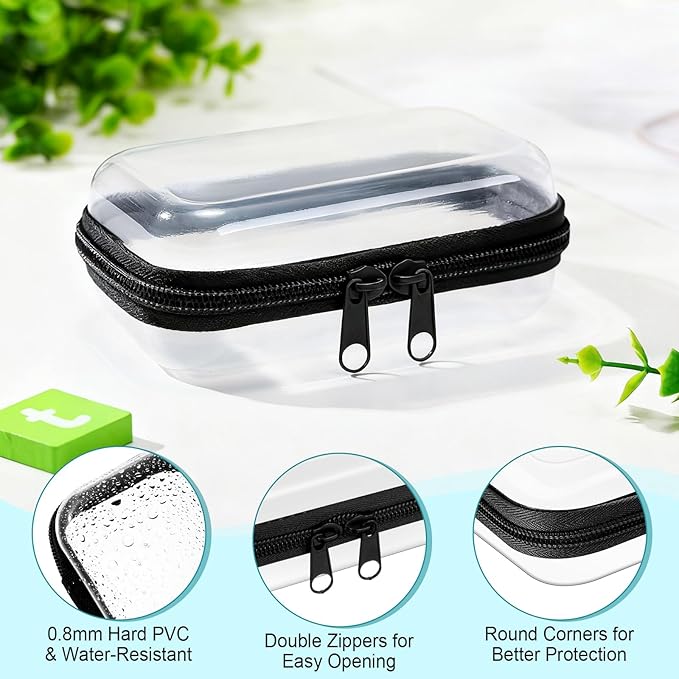 Sanwuta 6 Pcs Clear Hard Zipper Case Plastic Zipper Pouches Transparent Makeup Bag Pencil Case Pouches Toiletry Diaper Bag for Travel Toy Storage Organizer Bins(Black,5 x 3 x 2 Inch)