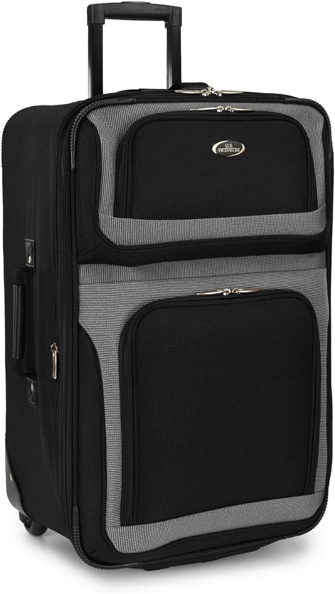 U.S. Traveler New Yorker Lightweight Expandable Rolling Luggage, Black, 4-Piece Set