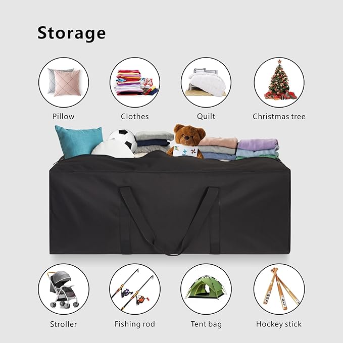 TOPDesign 1-Pack 36 Inch Small Zippered Duffel Bag for Travel Camping Sports Equipment Storage, Waterproof Foldable Luggage Bag with Padded Handles (Black)