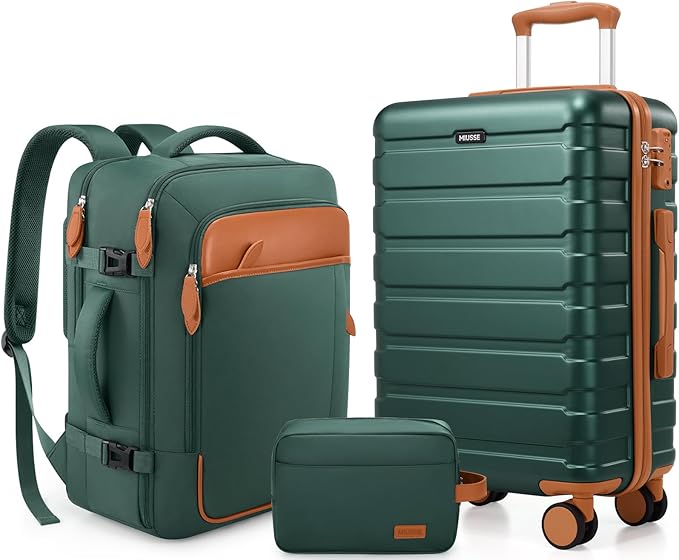 Luggage Sets 3 Piece, 20 Inch Hardshell Carry On Luggage 22x14x9 Airline Approved, Suitcase with TSA Locks & YKK Zippers, Carry On Suitcase with Wheels for Men & Women Travel