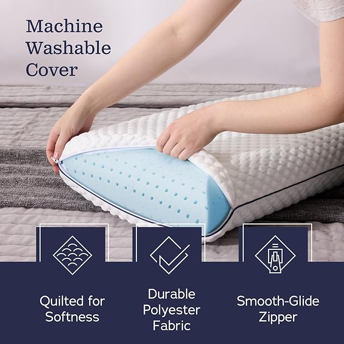 WEEKENDER Gel Memory Foam Pillow - Standard Size - 2-Pack - Medium Firm Feel - Neck & Shoulder Support - For Back & Side Sleepers - Home, Hotel, & Hospital Essentials