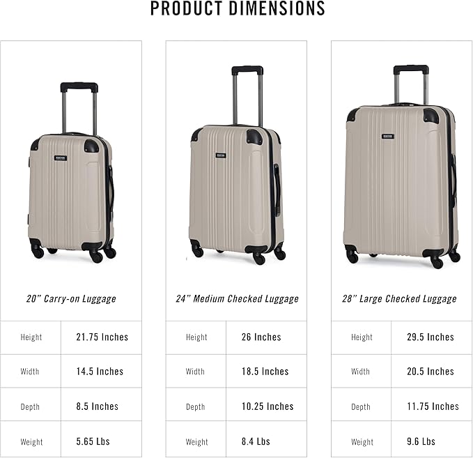 Kenneth Cole REACTION Out of Bounds Lightweight Hardshell 4-Wheel Spinner Luggage, Mushroom, 2-Piece Set (20" & 28")