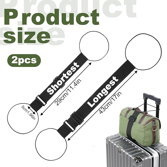 2 Pack Add a Bag Luggage Straps, Luggage Straps Bags Bungee Easy to Travel Suitcase Elastic Strap Belt for Add a Bag High Elastic Adjustable Traveling Luggages Accessories (Black)