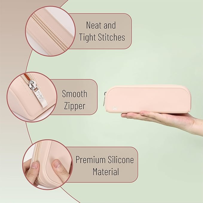 Mr. Pen- Silicone Pencil Case, Malibu Dune Color, Aesthetic Pencil Bag for Women, Makeup Pouch