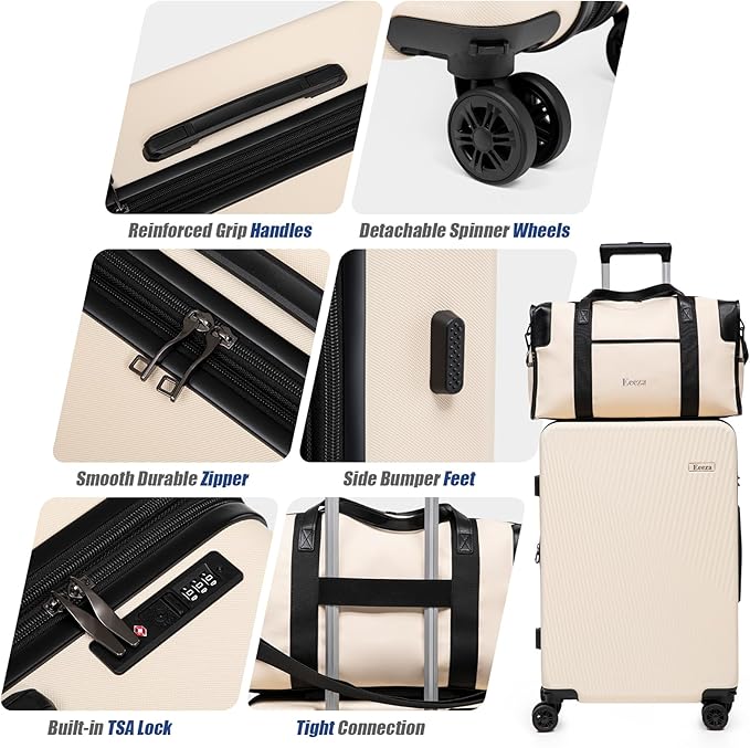 Expandable Luggage Sets 5 Piece,Suitcases with Wheels,ABS Hard Case Luggage with TSA Lock Spinner Wheels,Carry On Luggage Set (5 Piece Sets (20"/24"/28"/DB/TB))