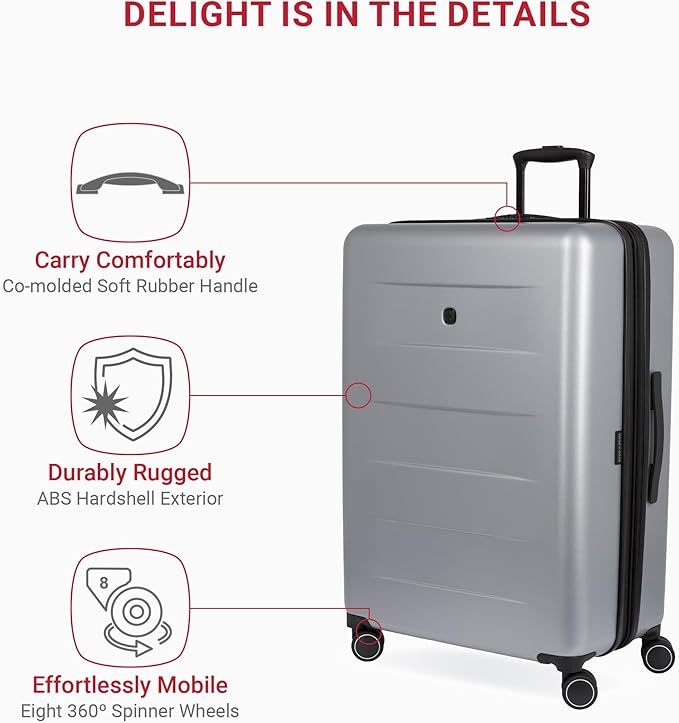 SwissGear 8020 Eclipse Collection Hardside Expandable Luggage – Ultimate Grey