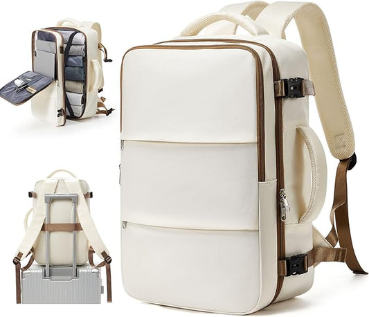 Travel Backpack For Women Men Carry on Backpack Luggage Flight Approved Personal item Travel Bag Essentials Mochila de viaje Laptop College Backpack Beige Brown