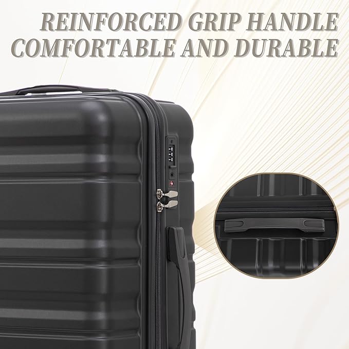 Luggages 3 Piece ABS Hardside Luggage Sets Spinner Wheels Suitcase