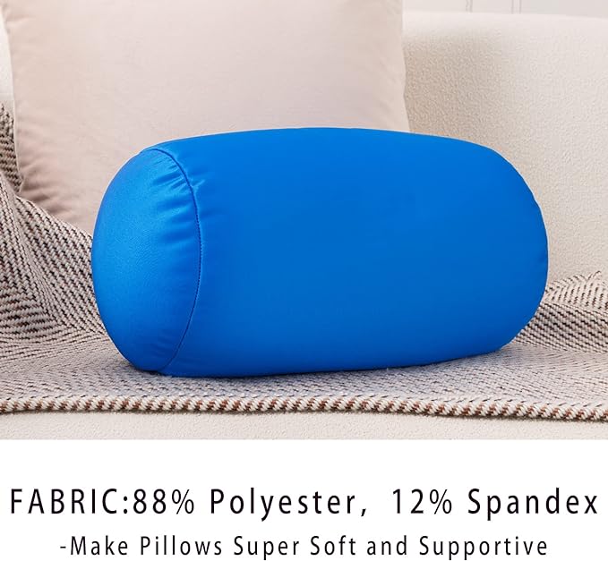 Squishy Microbead Neck Pillow, 7Inch x 12Inch Soft Travel Body Bed Pillow Bean Pillow for Kids Adult Chair Sleeping Car Seat, Fun Dormroom (Sky Blue)