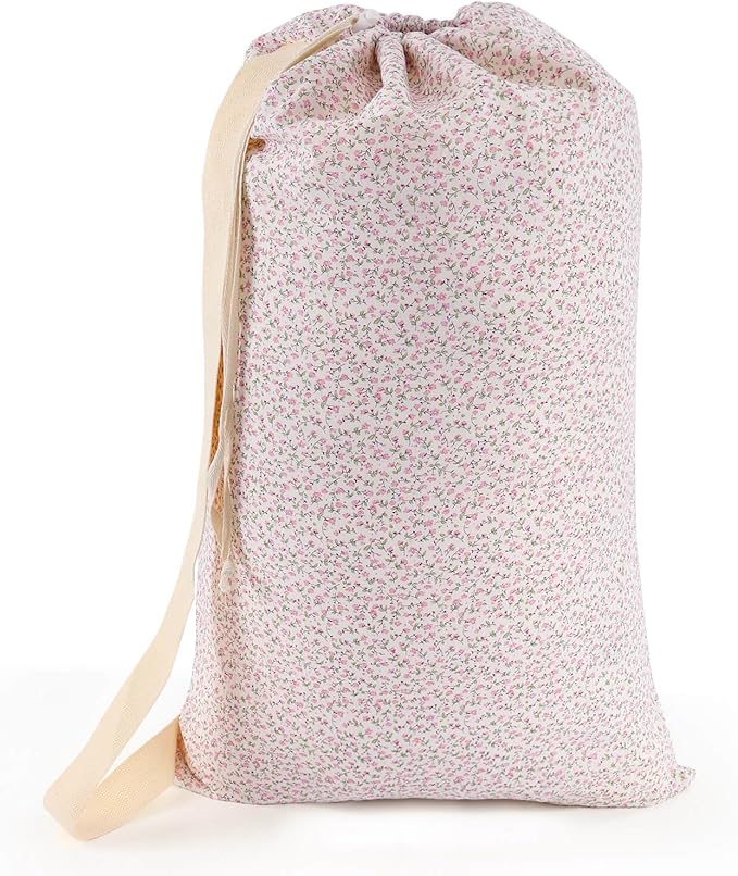 Laundry Bag, Dirty Backpack Laundry Bag For College Travel Laundromat Apartment, With Handles 29" X 18" (Pink Florals)