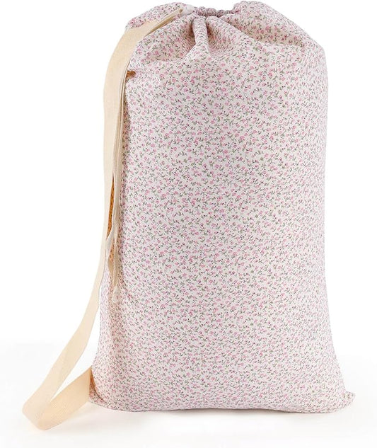 Laundry Bag, Dirty Backpack Laundry Bag For College Travel Laundromat Apartment, With Handles 29" X 18" (Pink Florals)