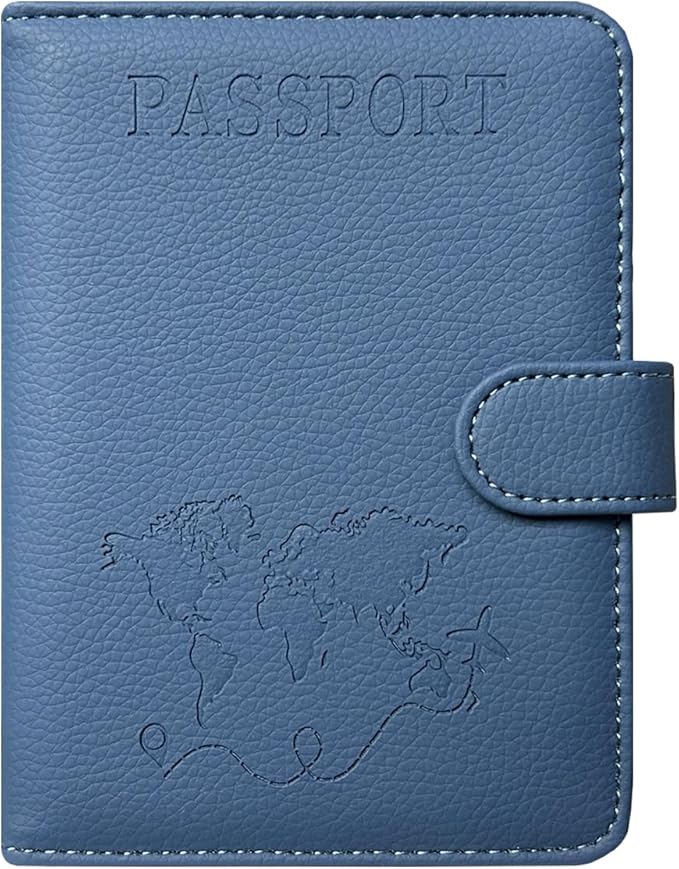 ACdream Passport Holder for Travel Essentials, Rfid Blocking Passport Wallet Cover Case for Travel Must Haves Accessories, Book Holders for Women & Men- Navy Blue