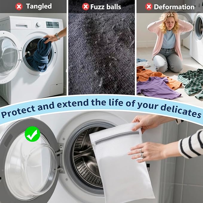 150L Laundry Bag Backpack with 3 Sizes Mesh Wash Bags and Shoulder Straps Foldable Clothes Hamper Bag with Drawstring Closure for College, Apartment, Laundromat (Pale Blue)