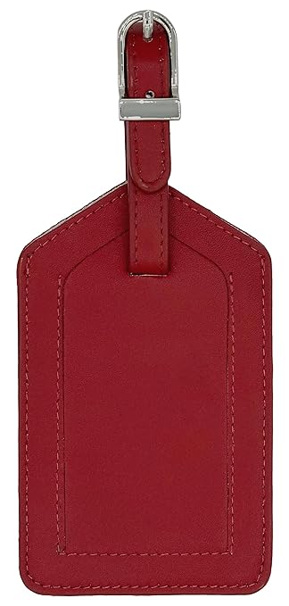 Red Genuine Top Grain Leather Luggage Tag