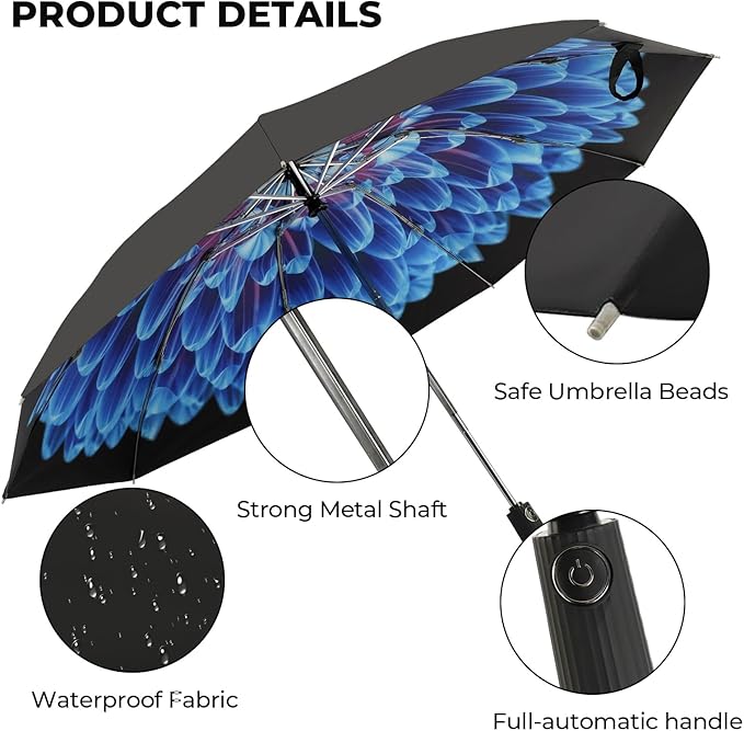 ZDSSM Compact Inverted Travel Umbrella, Automatic Open Close, 9-Rib 46 Inch Windproof Umbrella, Waterproof UPF 50+, Portable Umbrellas for Men, Women, Travel, and Daily Use