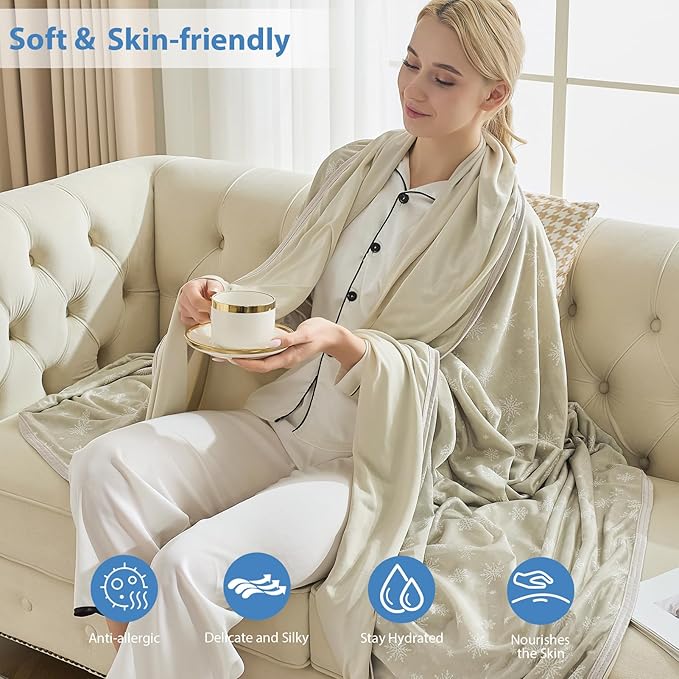 OIGAE Cooling Blanket for Hot Sleepers - Soft & Lightweight Summer Cold Blanket for Night Sweats | Perfect for Bed, Couch, Sofa (Dune, Twin 60'' x 80'')