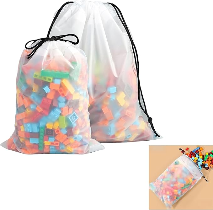 25 Pack Travel Shoe Bags, 15.7" x 11.8" Frosted Transparent Travel Shoe Pouch, Waterproof Portable Drawstring Travel Shoe Bag Organizer, Essential for Travel, Storage for Miscellaneous Items