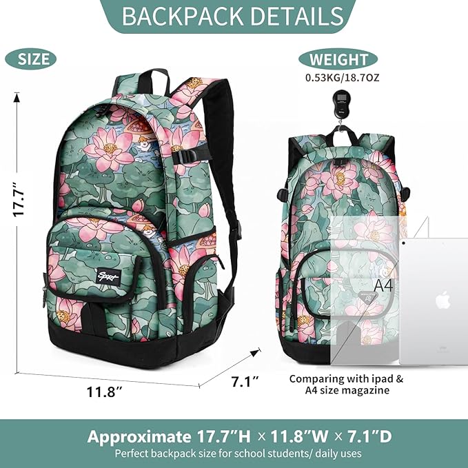 rickyh style School Backpack Travel Bag for Men & Women Lightweight College Back Pack with Laptop Compartmen
